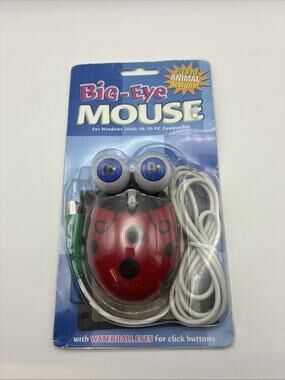 Big- Eye Mouse 2002 Vintage Ladybug Moving Eyes That Click Rare NIP